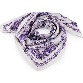 Šála Saténový šátek květy 70x70 cm, barva 4 krémová nejsvět.