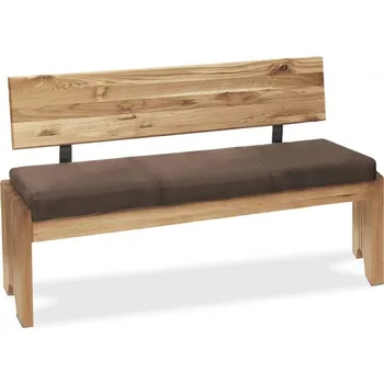Hnědá lavice s úložným prostorem a opěradlem masiv dub Toscana 130 cm