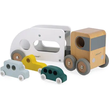 Hračka JANOD Dřevěný KAMION se 3 autíčky BOLID