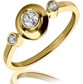 Šperk Couple, Třpytivý zásnubní prsten Korfu ze žlutého zlata se zirkony, vel. 52, prům. 16.6 mm, 585-68-1-0418.0Z00.0.52.001