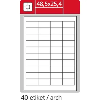 Speciální papír Print etikety A4 pro laserový a inkoustový tisk - 48,5 x 25,4 mm (40 etiket / arch ) / snímatelné, 100 listů