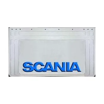 Blatník karosérie Zástěrka Scania 64x36cm - bílá s modrým embosovaným txt. - sada 2ks