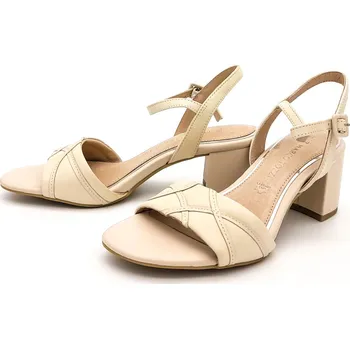 Dámské sandále Dámské kožené sandále 2-2-28350-28 403 Marco Tozzi béžové Barva: cream, Velikost: 36