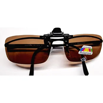 Sluneční brýle Polarizační klips na dioptrické brýle QiiM P-18-S, hnědý (Polarizační klip | Klip na brýle | Sluneční klip | Klip na dioptrické brýle | Ochrana proti UV | Odolné proti odleskům | Řidičské brýle | Sportovní brýle | Klip QiiM | Hnědý klip)