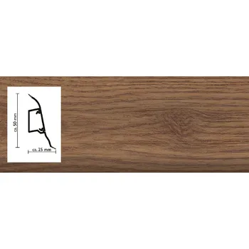 soklová lišta 2148 Ořech Pravý Döllken SLK50 s pružnými chlopněmi vedení kabelů