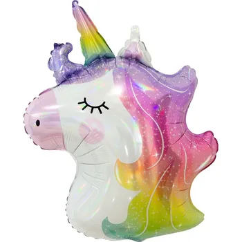 Fóliový balónek Jednorožec (hlava), 75 cm, lesklý