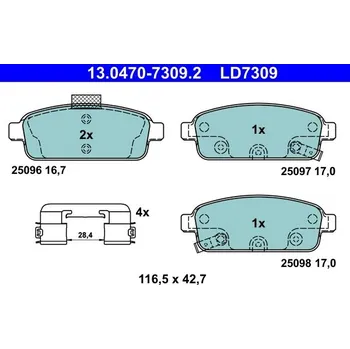 Brzdová destička Sada brzdových destiček, kotoučová brzda ATE 13.0470-7309.2