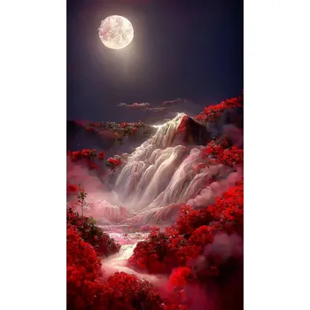 Diamantové malování Diamantové malování - Fantasy červený vodopád č. 936