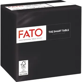 Papírový ubrousek Fato Papírové koktejlové ubrousky 25 x 25 cm, 2-vr., černé, 100 ks