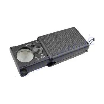 Kapesní lupa 30x/60x + přisvícení a detekce bankovek