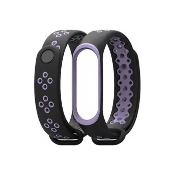 Příslušenství k chytrým hodinkám Náramek pro Xiaomi Mi Band 4 a Xiaomi Mi Band 3, černo-fialový