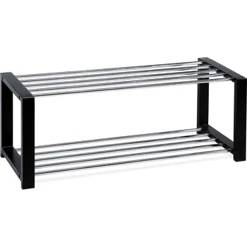 Botník Dvoupolicový botník chrom/černá 83168-11 BK