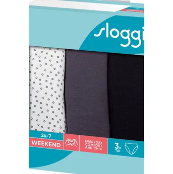 Dámská móda Dámské kalhotky SLOGGI 24/7 WEEKEND TAI C3P BÍLO-ČERNO-ŠEDÁ 44