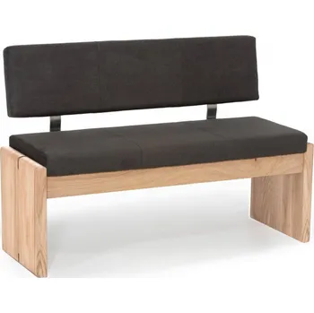 Tmavě hnědá lavice s úložným prostorem a opěradlem masiv dub Sirius 150 cm