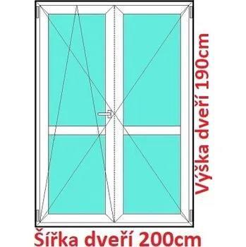 Okno Soft Dvoukřídlé balkonové dveře s příčkou 200x190 cm, otevíravé a sklopné