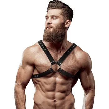 Erotický nábytek Fetish Submissive Attitude Eco Leather Crossed Chest Strap Harness Men Black