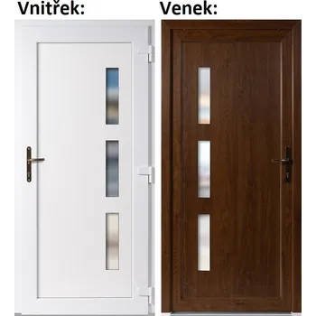 Vchodové dveře Plastové vchodové dveře Soft Julie zlatý dub/bílá 100x210 cm, pravé