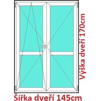 Okno Soft Dvoukřídlé balkonové dveře s příčkou 145x170 cm, otevíravé a sklopné