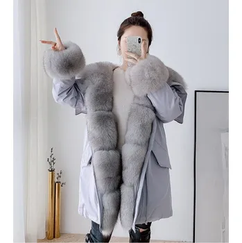 Dámská parka Zimní kožich z přírodní liščí kožešiny Velikost: S, Barva (Varianta): 7