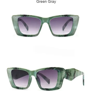 Elegantní sluneční brýle s masivními hranatými obrubami Barva: zelená
