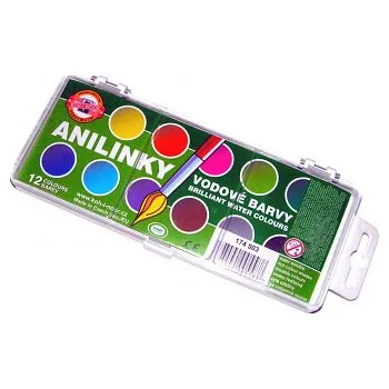 Vodová barva Anilinky - vodouředitelné barvy 12ks (Anilinky - vodouředitelné barvy 12ks)