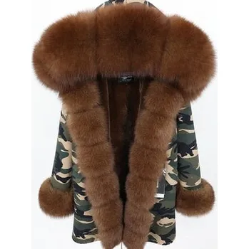 Dámská parka Zimní parka luxusní s pravou kožešinou liška a mýval Velikost: 7XL, Barva (Varianta): 10