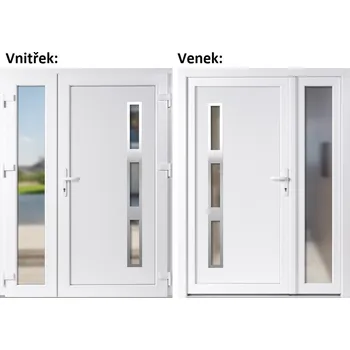 Vchodové dveře Dvoukřídlé vchodové dveře plastové Soft Julie Inox+Sklo Nisip, Bílá/bílá, 150x200 cm, pravé