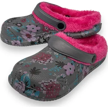 Dámské pantofle Fashion Dámské šedé zateplené gumové nazouváky Barva: Šedá, Velikost: 36