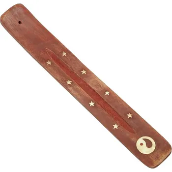 Čajovna Stojánek na vonné tyčinky dřevěný - lyže natur Jin jang