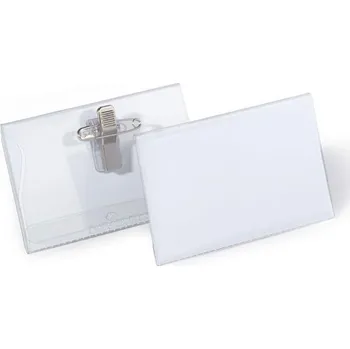 Jmenovka na stůl Durable Jmenovka s klipem a zavíracím špendlíkem Click fold, 54 x 90 mm, DURABLE ,balení 50 ks 380148