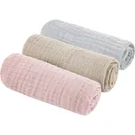 Sleepee Mušelinové pleny 3 ks 30x30cm Grey/Sand/Rose