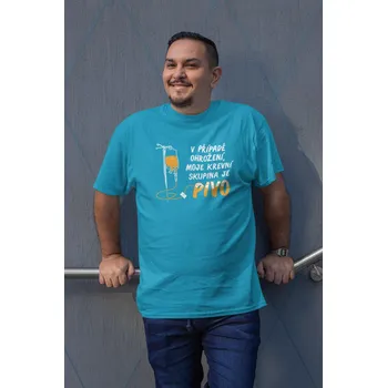 Pánské tričko Pánské tričko Moje krevní skupina je pivo Barva: Tyrkysová, Velikost: S