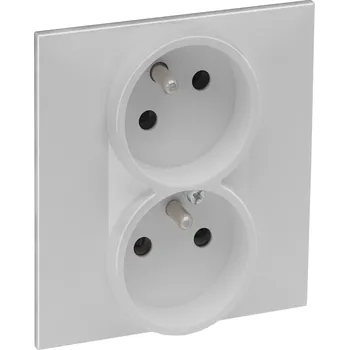 Elektrická zásuvka Legrand NILOÉ STEP zásuvka dvojnásobná, s clonkami, s natočenou dutinou HLINÍK /863327/