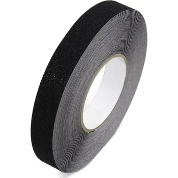 Černá korundová protiskluzová páska FLOMA Standard - 18,3 m x 2,5 cm a tloušťka 0,7 mm