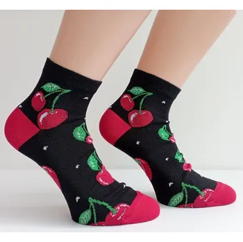 Dámské ponožky TREPON Dámské kotníkové ponožky Třešně, černé