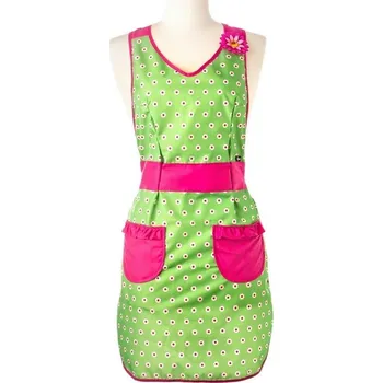 Kuchyňská zástěra Zástěra FLOWER POWER kytičková VIGAR (barva-zelená/růžová/kytička)