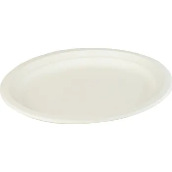Jednorázové nádobí Think`n green Talíř z cukrové třtiny bílý oválný TnG 320/250/20mm 50ks
