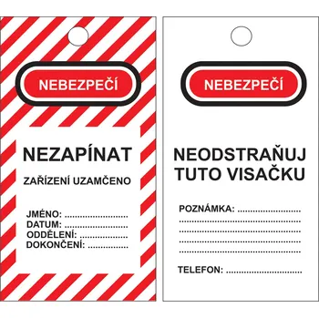 Obalový materiál Informační visačka – NEBEZPEČÍ, NEZAPÍNAT, 90 × 170 mm
