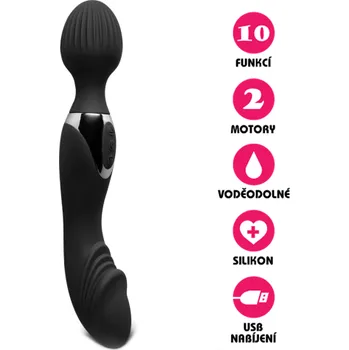 Vibrátor VšeNaSex.cz Silikonový masážní vibrátor USB Double Vibe černý