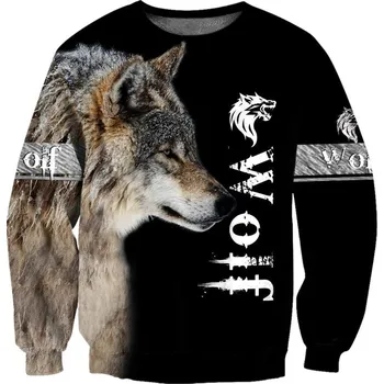 Pánská mikina Originální mikina s potiskem 3D vlk WOLF Velikost: L, Barva (Varianta): Mikina