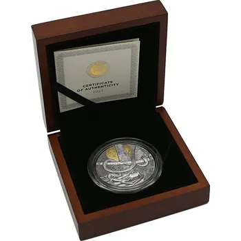 Stříbrná pozlacená mince 2 Oz Mamba zelená 2022 Antique Standard