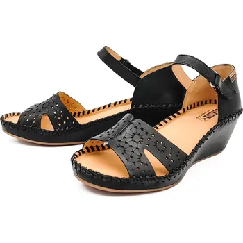 Dámské sandále Dámské kožené sandále na klínku 943-1691 PIKOLINOS černé Barva: černá, Velikost: 36