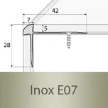 PROFIL Team - Schodová hrana - oboustranná 42 x 28 mm do 5mm Barva dekoru: inox E07, Délka lišty: 270 cm