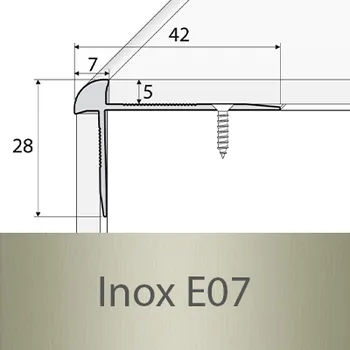 Podlahová lišta PROFIL Team - Schodová hrana - oboustranná 42 x 28 mm do 5mm Barva dekoru: inox E07, Délka lišty: 270 cm