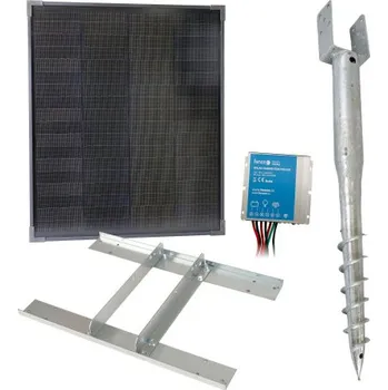 Ohradník Základní sada solární napájení ohradníku, panel 40 W, držák zemní vrut, konzole, regulátor 10 A