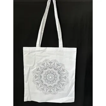 Výtvarná sada Textilní taška, k vybarvení, bílá, VZOR MANDALA, 1 kus