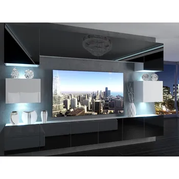 Obývací stěna Obývací stěna 300 cm Belini černý lesk / bílý lesk Imperium 3 IMP 3/5/W/BWB/0/0