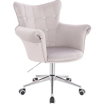 Otočné křeslo Nuuk velur na stříbrné podstavě s kolečky - světle šedá