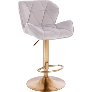 Barová židle Barová židle Horten velur na zlatém talíři - světle šedá