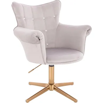 Otočné křeslo Nuuk velur na zlatém kříži - světle šedá